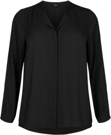 Vseli, L/S, Shirt Tops Shirts Long-sleeved Black Zizzi
