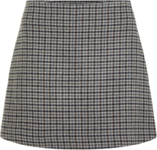 Wool Check Mini Skirt Kort Nederdel Grey Tommy Hilfiger