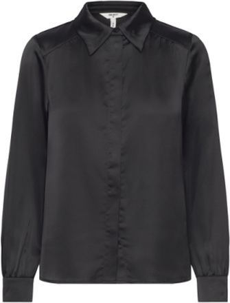 Objsateen L/S Shirt Tops Shirts Long-sleeved Black Object