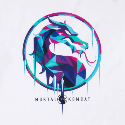 Mortal Kombat Blue Logo Oversized Heavyweight T-Shirt - Weiß - XL