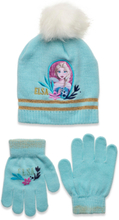 Set Cap + Gloves Accessories Winter Accessory Set Blå Frost*Betinget Tilbud