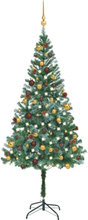 vidaXL Kunstig juletre med LED og kulesett og kongler 180 cm