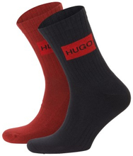 HUGO Strømper 2P Label Rib Socks Blå/Rød Str 39/42 Herre