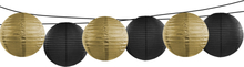 Feest/Tuin versiering 6x stuks luxe bol-vorm lampionnen zwart en goud dia 35 cm