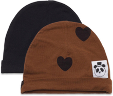 Basic Hearts Baby Beanie 2-Pack Accessories Headwear Hats Beanies Multi/mønstret Mini Rodini*Betinget Tilbud