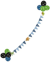 Happy Birthday Banner 1,8 meter Flagg og Ballonger - Happy Dinosaur