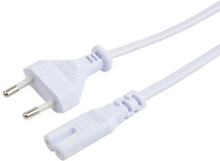 Prokord Cable Power 2-pin - Straight 1m White 1m Europlug (strøm Cee 7/16) Han Strøm Iec 60320 C7