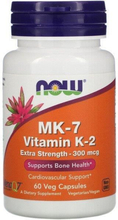 Now Foods, MK-7 Vitamin K-2, extra styrka, 300 mcg, 60 vegetabiliska kapslar