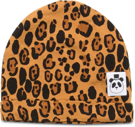 Basic Leopard Beanie Accessories Headwear Hats Beanies Beige Mini Rodini*Betinget Tilbud