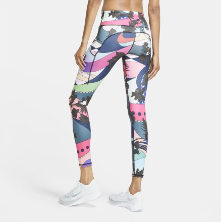 Nike Epic Luxe Icon Clash Women's Mid-Rise Printed Running Leggings - Pink