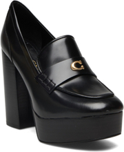 "Ilyse Leather Loafer Designers Heels Heeled Loafers Black Coach"