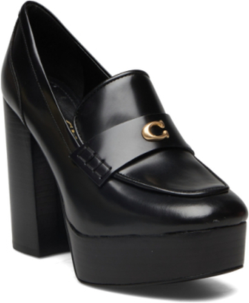 Ilyse Leather Loafer Shoes Heels Heeled Loafers Black Coach