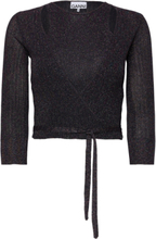 Sparkle Rib Knit Tops Knitwear Cardigans Black Ganni