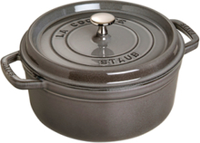 La Cocotte - Round Cast Iron Home Kitchen Pots & Pans Casserole Dishes Grey STAUB
