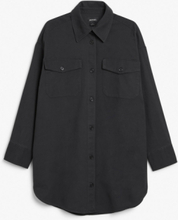 Oversized cotton shirt dress - Black