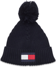 Big Flag Pom Pom Beanie Accessories Headwear Hats Winter Hats Marineblå Tommy Hilfiger*Betinget Tilbud