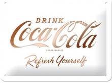 Plåtskylt Retro 15x20 cm / Coca-Cola vit Logo