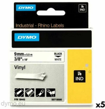 Laminerat Band till Etikettskrivare Rhino Dymo ID1-9 Vit Svart 9 x 5,5 mm Vinyl (5 antal)