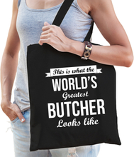 Worlds greatest butcher tas zwart volwassenen - werelds beste slager cadeau tas