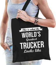 Worlds greatest trucker tas zwart volwassenen - werelds beste vrachtwagenchauffeur cadeau tas