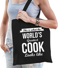 Worlds greatest cook tas zwart volwassenen - werelds beste kok cadeau tas
