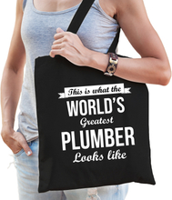 Worlds greatest plumber tas zwart volwassenen - werelds beste loodgieter cadeau tas