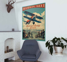 Vintage poster met vliegtuig avation meet