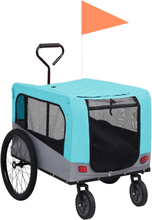 vidaXL 2-i-1 sykkeltilhenger og joggevogn for kjæledyr blå og grå