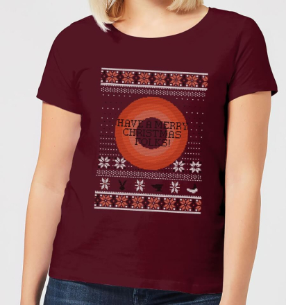 Looney Tunes Knit Women's Christmas T-Shirt - Burgundy - L