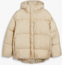 Oversized hooded puffer jacket - Beige