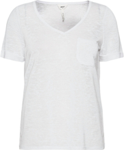 Objtessi Slub S/S V-Neck T-shirts & Tops Short-sleeved Hvit Object*Betinget Tilbud