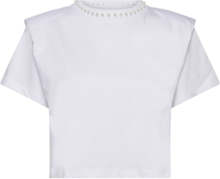 Embellished Padded T-Shirt T-shirts & Tops Short-sleeved Hvit Karl Lagerfeld*Betinget Tilbud