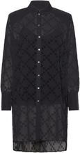 Monogram Glitter Flock Tunic Tops Shirts Long-sleeved Black Karl Lagerfeld