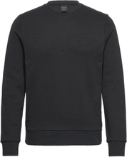 Am Embossed Crew Tops Sweatshirts & Hoodies Sweatshirts Black Hackett London