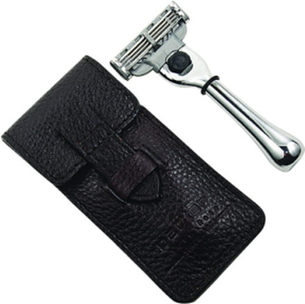 Parker Travel Mach 3 Compatible Razor With Leather Case Beauty MEN Shaving Products Razors Sølv Parker*Betinget Tilbud
