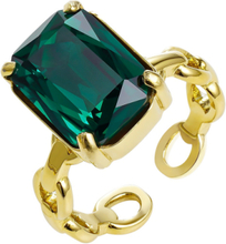 Aspen Ring Green/Gold Ring Smykker Grønn Bud To Rose*Betinget Tilbud