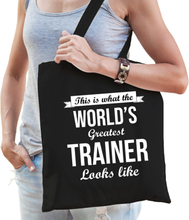 Worlds greatest trainer tas zwart volwassenen - werelds beste trainer cadeau tas