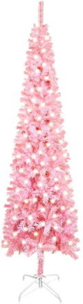 vidaXL Smal julgran med LED rosa 240 cm