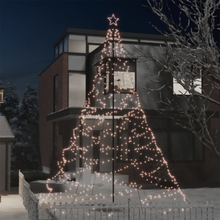 vidaXL Albero di Natale con Palo in Metallo 1400 LED Bianco Caldo 5 m
