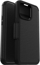 Otterbox - iPhone 15 Pro Max - Strada Case leren bookcase hoesje - Zwart + Lunso Screenprotector