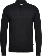 Lamon Cashmere Polo Knit Tops Knitwear Long Sleeve Knitted Polos Black Kronstadt