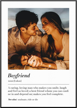 Personalisiertes Fotoposter "Fotoposter Definition Boyfriend" | Geschenk für den Freund | besonderes Geschenk, 30 x 40 cm