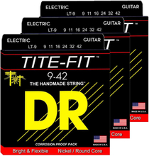 DR Strings LT-9 Tite-fit el-guitar-strenge, 009-042, 3-pack