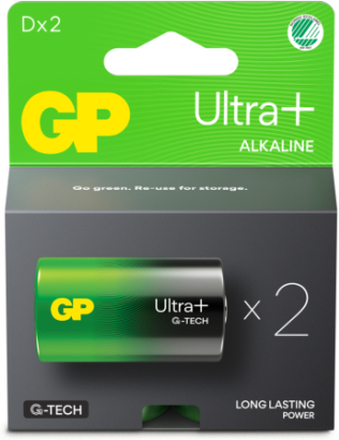 Engångsbatteri GP Ultra+ D / LR20 2-pack