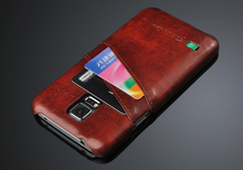Plånboksfodral skal läder Samsung Galaxy S5 med 2st korthållare