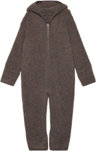 Pram Suit Ears Soft Wool Outerwear Fleece Outerwear Fleece Suits Brown Huttelihut