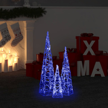 vidaXL Set Coni Luce LED Decorativi Acrilici Blu 30/45/60cm