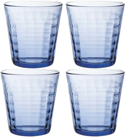 4x Drinkglazen/waterglazen blauw Prisme hardglas 27,5 cl