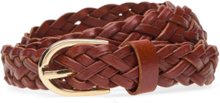 Pcavery Leather Braided Slim Belt Belte Brun Pieces*Betinget Tilbud