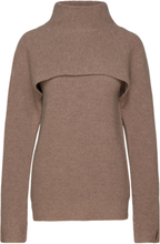 "Recycled Wool Overlay Sweater Tops Knitwear Turtleneck Brown Calvin Klein"